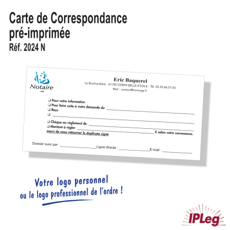 Carte de Correspondance Pré-imprimée - Lot de 500