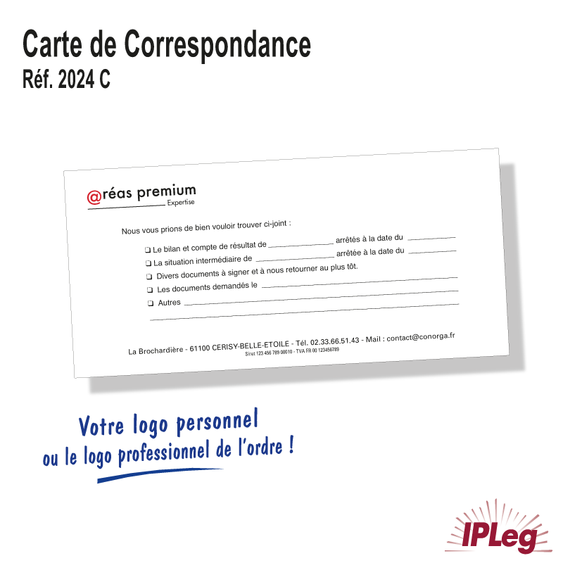 Carte de Correspondance Pré-imprimée - Lot de 500