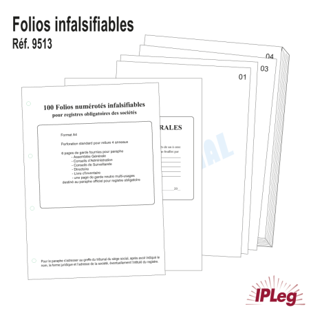 Folios Numérotés Infalsifiables - Registres 4 Anneaux