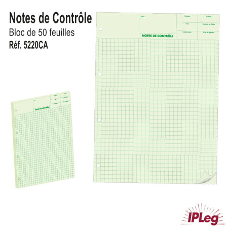 Notes de Contrôle ECO - Bloc de 50 Feuilles