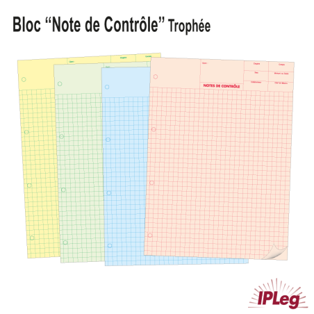 Notes de Contrôle Trophée - Bloc de 100 Feuilles