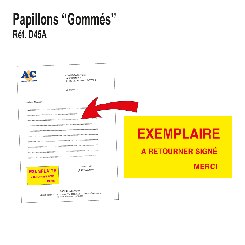 Papillon Exemplaire à Retourner Signé - Lot de 500